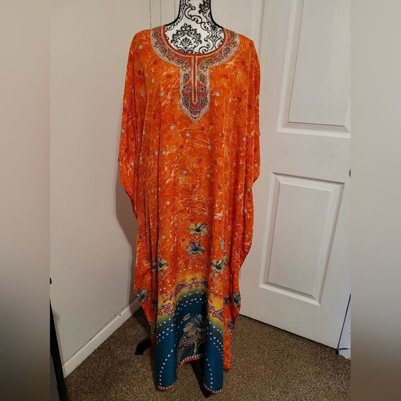 Good Times woman's orange caftan - Picture 1 of 10
